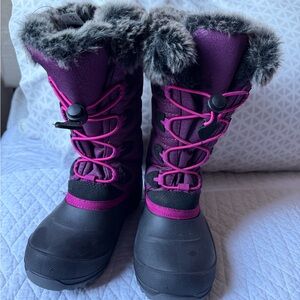 Purple and Black Fur-Lined Winter Boots